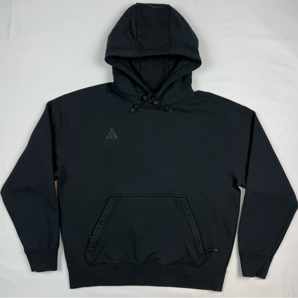 Nike ACG Mens Hoodie Sweatshirt Sz Small Black Tonal Embroidered Heavyweight C2